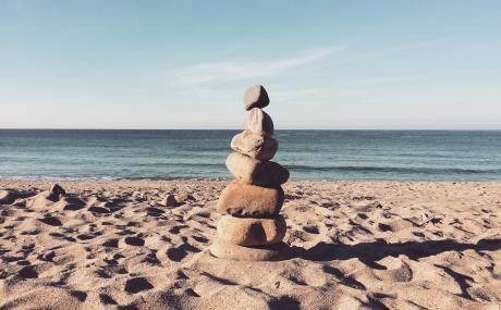 rocks stacked at beach